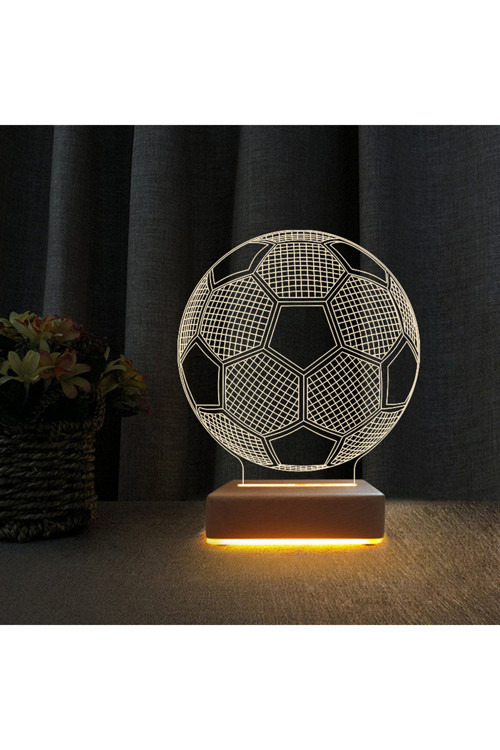 Futbol Severler İçin Futbol Topu Tasarımlı Led Gece Masa Lambası Doğum Günü Hediyesi