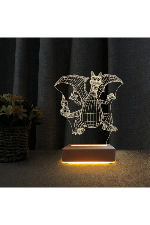 Charizard 3d Doğum Günü Hediyesi Ejderha Çocuk Odası Gece Lambası