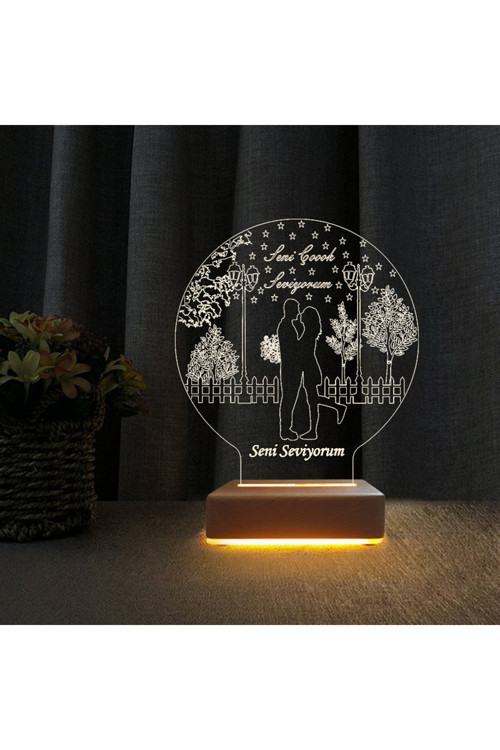 Aşk Bahçesi 3d Led Seni Çok Seviyorum Yazılı Gece Lambası