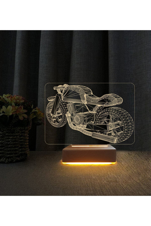 Motorsiklet Tasarımlı 3d Led Masa Lambası Doğum Günü Hediyesi Lamba