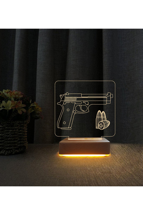 Silah Tasarımlı 3d Led Masa Lambası Doğum Günü Hediyesi Lamba