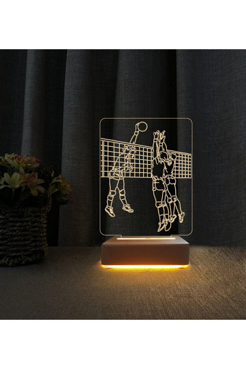Voleybolcu Tasarımlı Lamba 3d Led Masa Lambası Doğum Günü