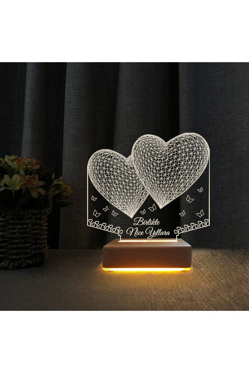 2 Kalpli 3d Lamba Yıldönümü Hediyesi Gece Lambası