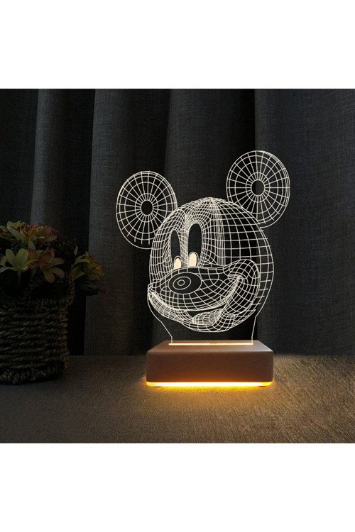 3d Ilizyon Lamba Dekoratif Gece Lambası Çocuk Odası Mickey Fare Gece Lambası