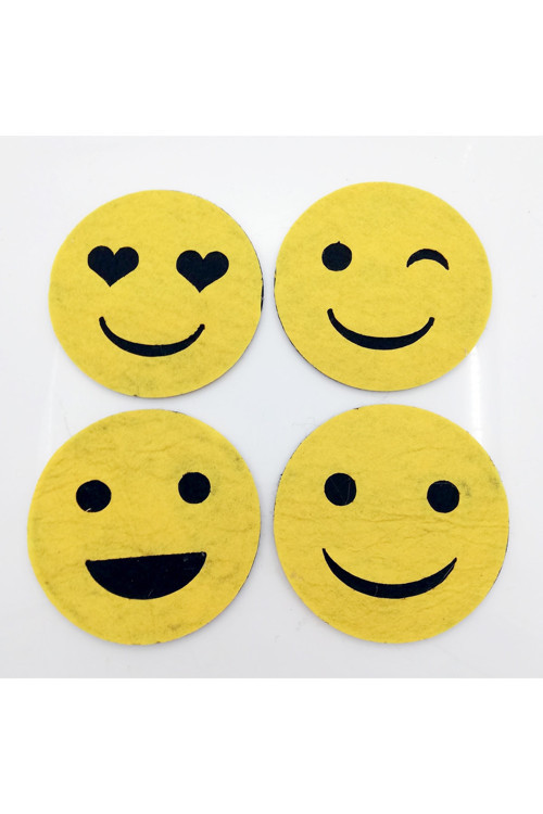 Bardak Altlığı Keçe Emoji 6 Adet Sarı 61144