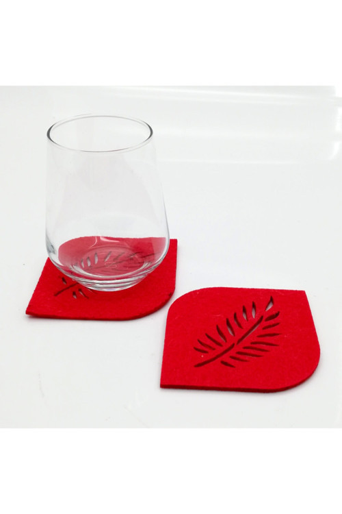 Bardak Altlığı Keçe Oval Köşe kırmızı 61043