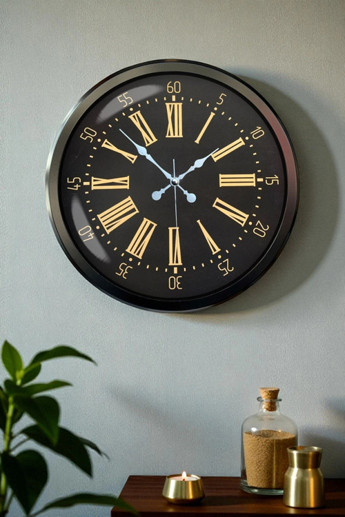 Zentime 52 Cm Siyah Modern Duvar Saati