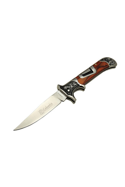 Kamp Outdoor İşlemeli Gül Saplı 21Cm Avcı Çakısı