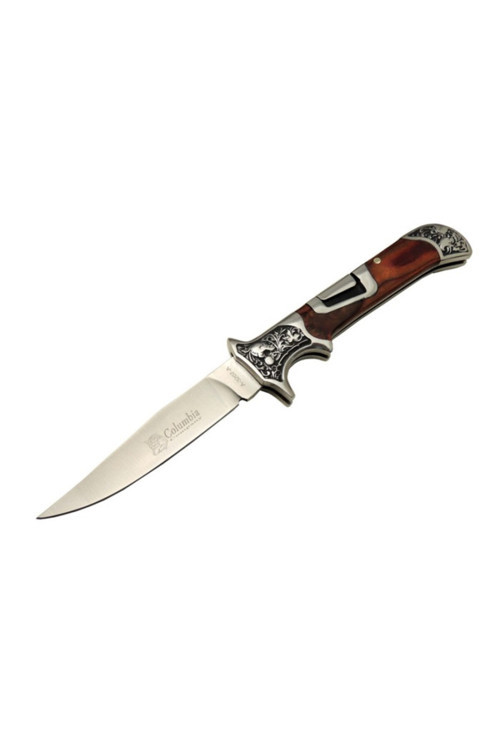 Kamp Outdoor İşlemeli Gül Saplı 23Cm Avcı Çakısı
