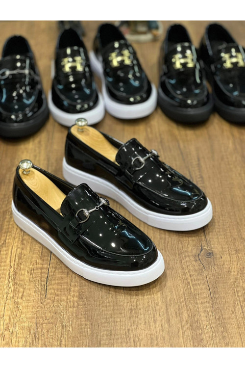 Kb-027 Kuback Bağcıksız Siyah Rugan G Günlük Erkek Ayakkabı