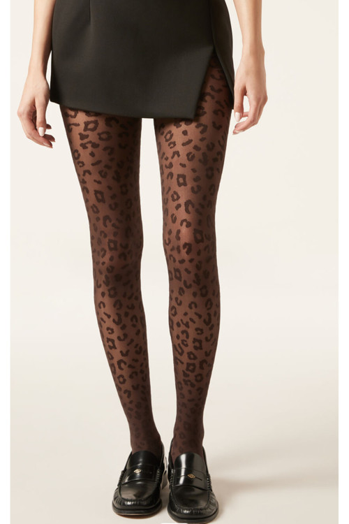 Leopar Desenli Kalça Toparlayıcı 20 Den Külotlu Çorap