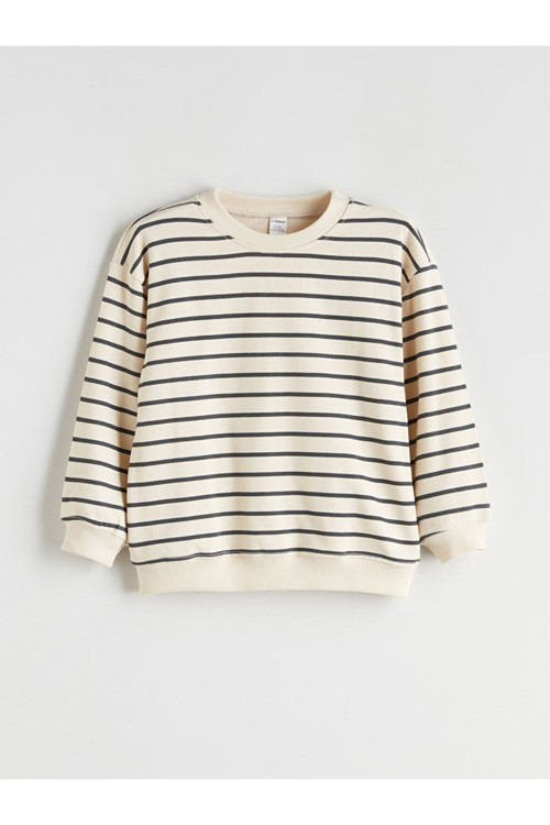 Bisiklet Yaka Çizgili Erkek Çocuk Sweatshirt