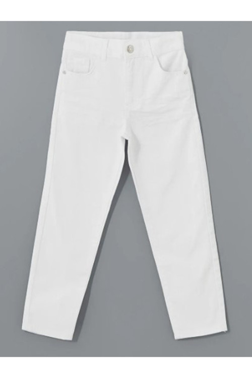 Beyaz Beli Ayarlanabilir Lastikli Erkek Çocuk Jean Pantolon 23 Nisan Çocuk Bayramı S5Cc39Z429