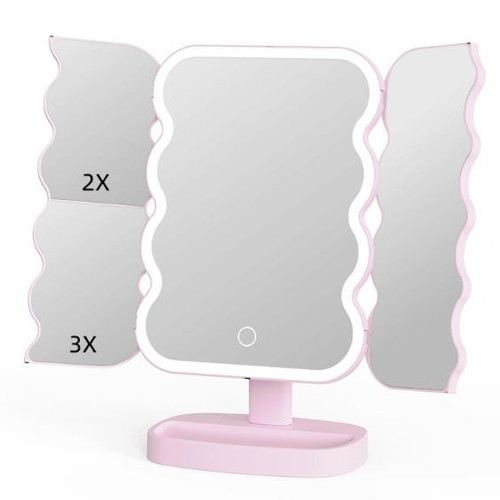 XR-750 LED Işıklı Katlanabilir Makyaj Aynası - 2X 3X Büyütme Modu - Dokunmatik Touch Ekran - Pilli