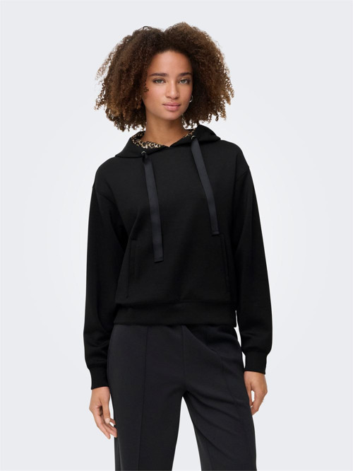 ONLALINA LIFE LEO DETAIL HOOD BOX SWT Kadın Siyah Sweatshirt - 15364546