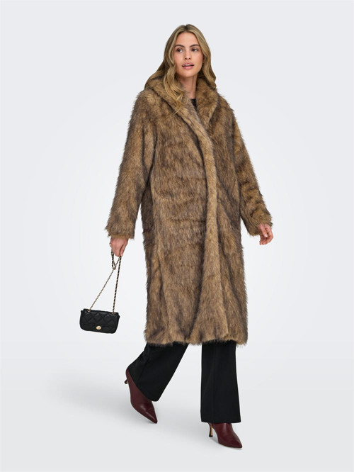 ONLDAWN LIFE LONG FAUX FUR COAT OTW Kadın Kahverengi Mont - 15352794