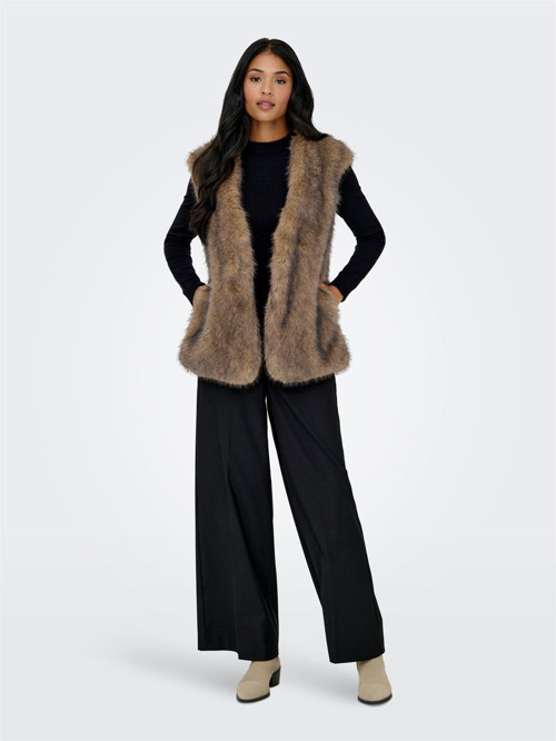 ONLDAWN LIFE FAUX FUR WAISTCOAT OTW Kadın Kahverengi Yelek - 15354308