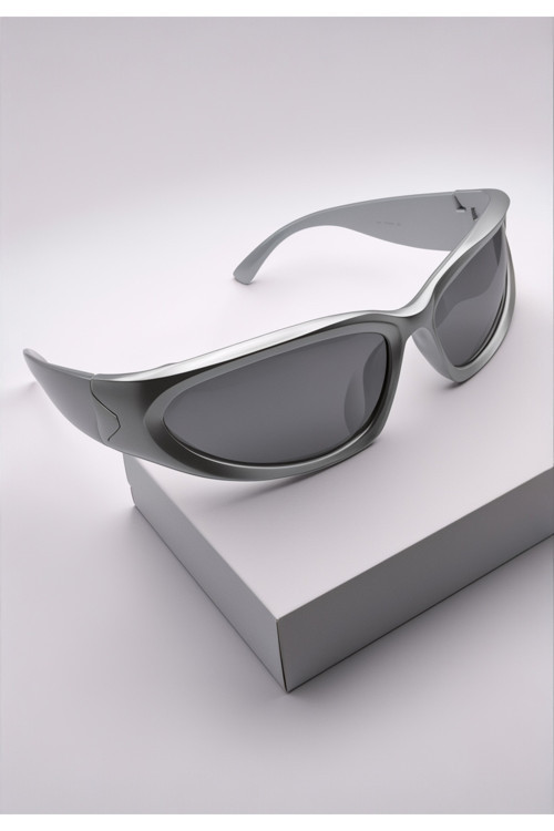 Y2K Unisex Güneş Gözlüğü Aynalı Gümüş Siyah