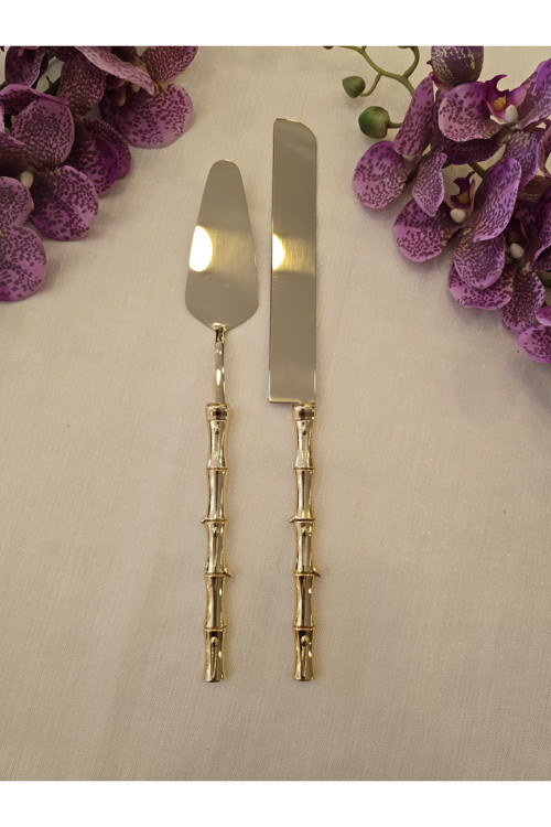 Bambu 2 Parça Pasta Servis Kaşık Seti Gold