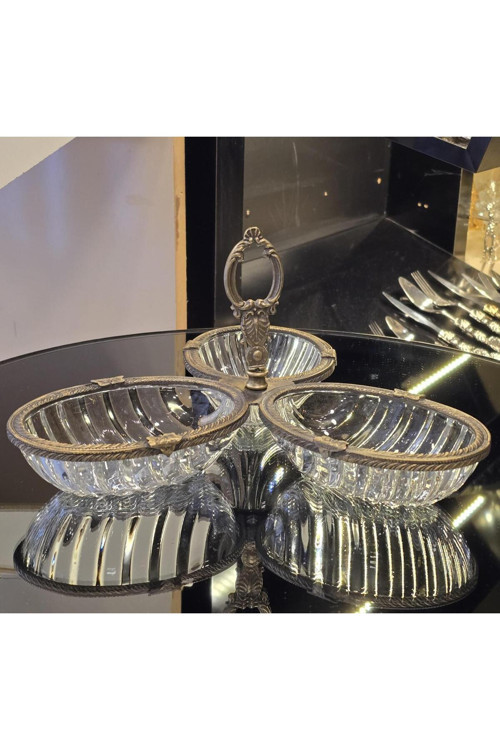 Antik Metal Çerçeveli Üçlü Çerezlik
