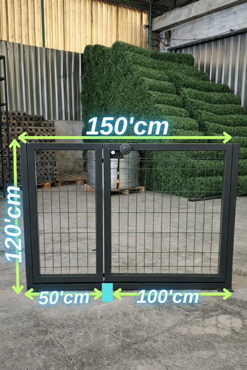 Antrastik - Gri -Çift Kanatlı Tel Çit Bahçe Kapısı ( 120 Cm Yükseklik X 150 Cm Eni )
