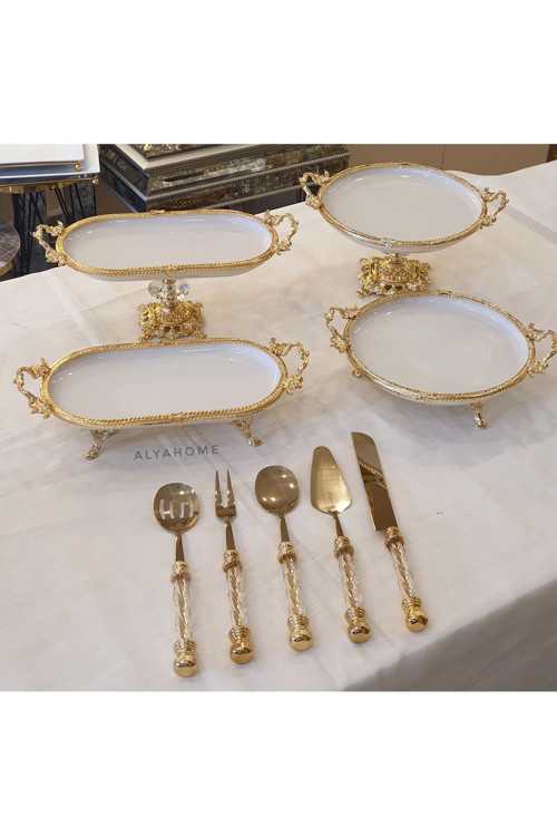 Gold Çerçeveli Servis Setli Sunum Seti