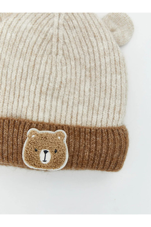 Ayı Teddy Nakışlı Erkek Bebek Bere