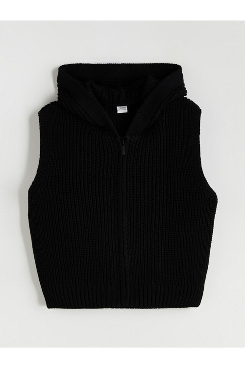 Kids Kapüşonlu Kız Çocuk Triko Yelek (W5)