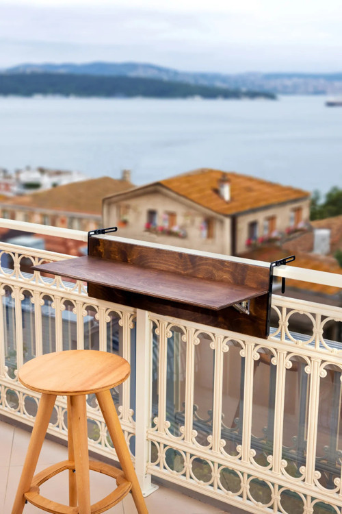 Katlanabilir Balkon Masası 100x30 cm Koyu Ceviz