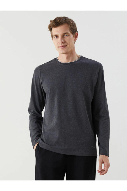 Bisiklet Yaka Uzun Kollu Erkek Pijama Üst (W5)