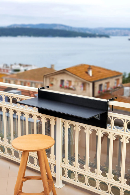 Katlanabilir Balkon Masası 100x30 cm Siyah