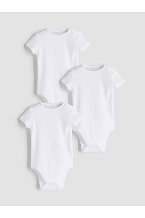 Ekru Basic Kız Bebek Çıtçıtlı Body 3'Lü