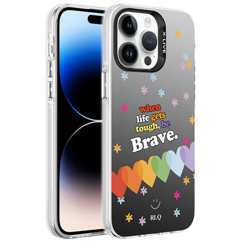 Apple iPhone 14 Pro Kılıf Desenli Zore Silver Sert Kılıf Kalp