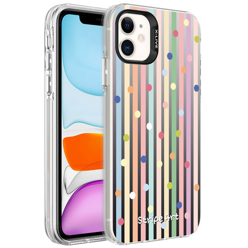 Apple iPhone 11 Kılıf Desenli Zore Silver Sert Kılıf Noktalar