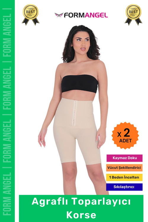 Yüksek Bel Vücut Karın Mide Şekillendirici Külot Fermuarlı Toparlayıcı Slip Korse - 2 Adet