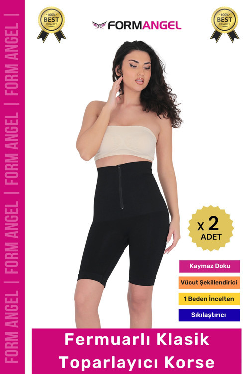 Vücut Bel Popo Şekillendiren Sıkılaştırıcı Fermuarlı Paçalı Klasik Toparlayıcı Korse - 2 Adet