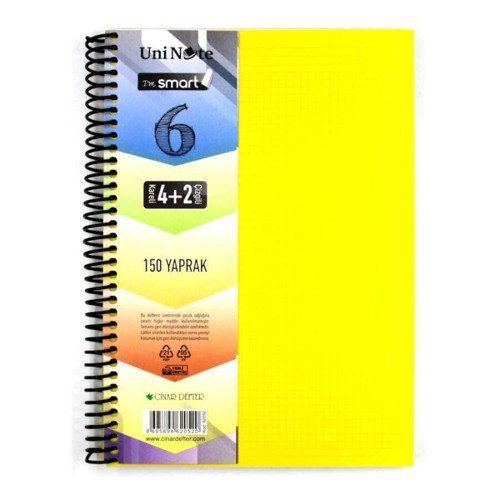 I'M Smart 150 Yaprak A4 Ayraçlı Defter 4+2 (4 Kareli + 2 Çizgili)