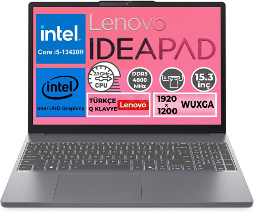 İdeapad Slim 3 83K1004Etr İ5 13420H 8Gb 512Gb Ssd 15.3" Wuxga (1920X1200) Freedos Notebook