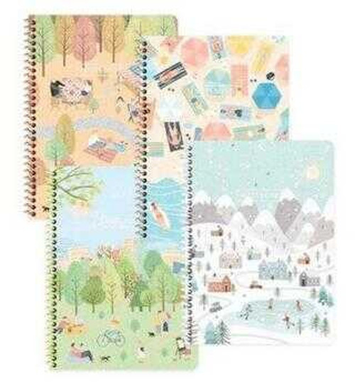 Karton Kapak Spiralli Mevsimler Defter 16,5X22,5Cm 80 Yaprak Çizgili 387241-99 (Karışık Renk 1 Adet)
