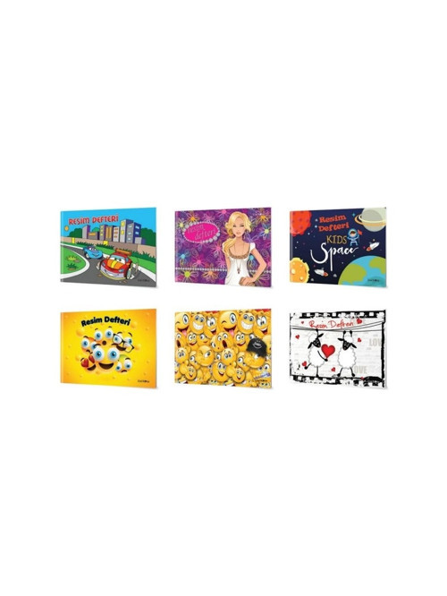 Dikişli Resim Defteri 21X29Cm 60 Yaprak 20003 (Karışık Renk 1 Adet)