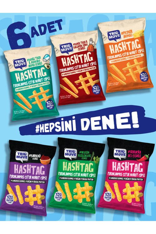 Hashtag Fırınlanmış Nohut Cipsi 6'Lı Karışık Tanışma Paketi Trio Move
