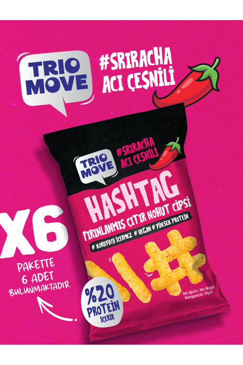 Hashtag Fırınlanmış Nohut Cipsi Sriracha Acı Çeşnili (6 Adet) Trio Move