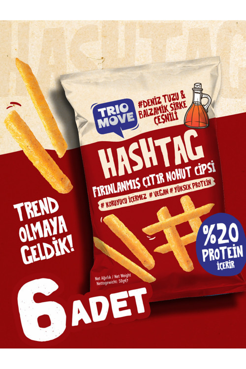 Hashtag Fırınlanmış Nohut Cipsi Deniz Tuzu & Balzamik Sirke Çeşnili (6 Adet) Trio Move