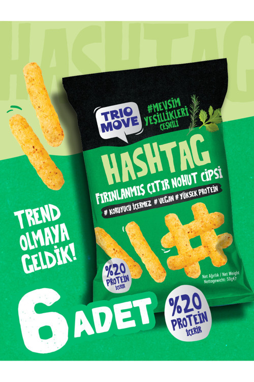 Hashtag Fırınlanmış Nohut Cipsi Mevsim Yeşillikleri Çeşnili (6 Adet) Trio Move