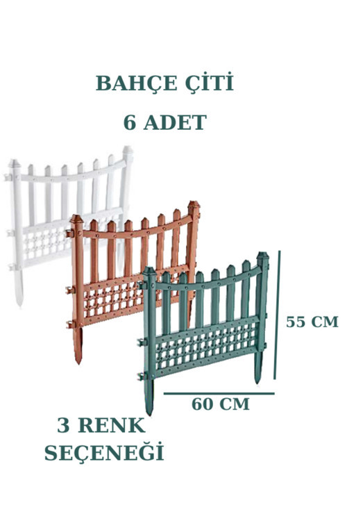 Bahçe Çiti Dekoratif Bahçe Çiti Beyaz Yeşil Kahverengi Renk Seçeneği 61 cm x 55 cm