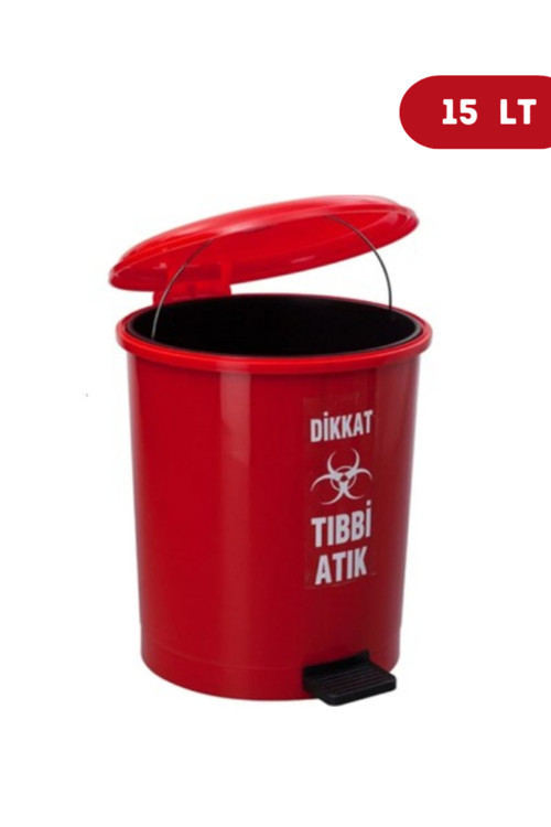Tıbbi Atık Kutusu Plastik Pedallı İç Kovalı 15 LT