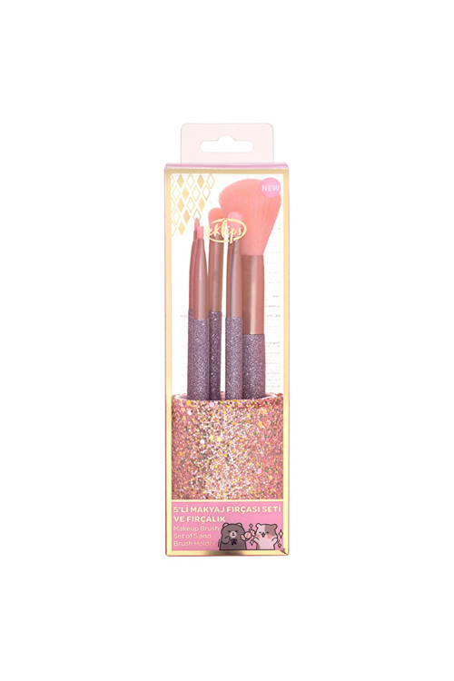 Karakter 5'li Makyaj Fırça Seti ve Fırçalık