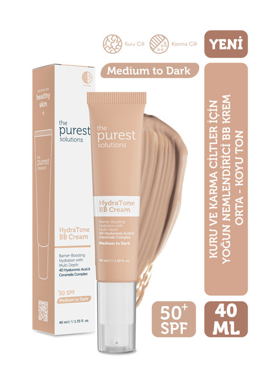 Kuru ve Karma Ciltler İçin Yoğun Nemlendirici BB Krem, SPF 50 + 40 ml – Orta / Koyu Ton