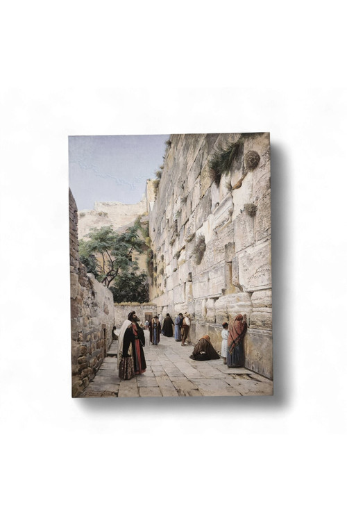 Ağlama Duvarı, Kudüs - Gustav Bauernfeind 26 cm x 20 cm Ahşap Pano