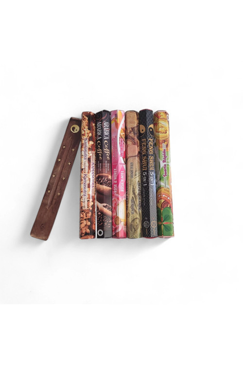 Coffee, Rose, Kamasutra, Money, Feng Shui, Luck Hediyeli 6x20 Tütsü